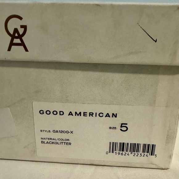 NEW Good American Black Glitter Strappy High Heels Women 5 Square Open Toe Party - Picture 6 of 6